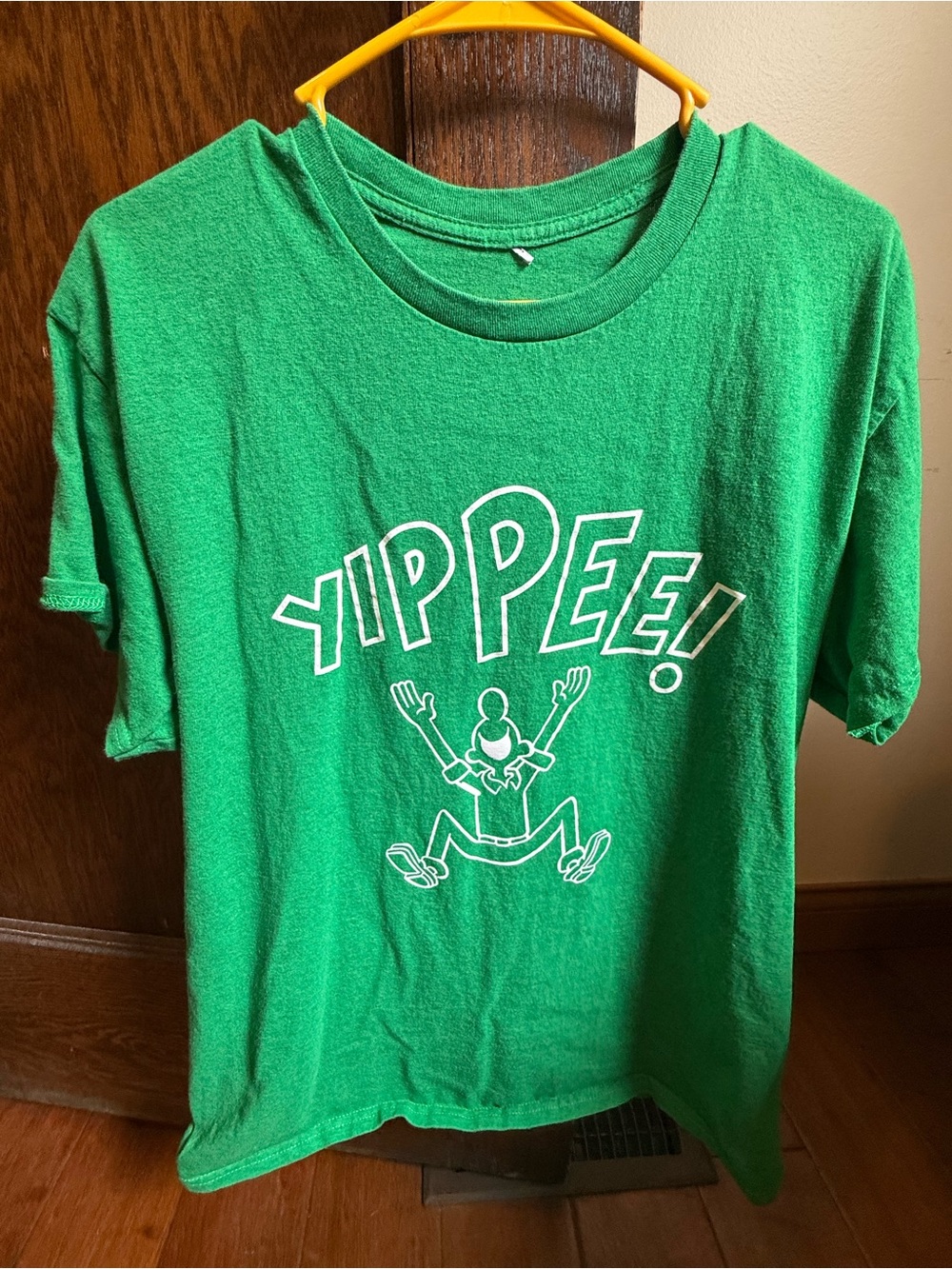 Green Graphic Tee with 'YIPPEE!' Print